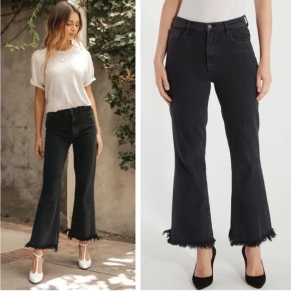 J Brand Julia High Rise Crop Flare Fray 